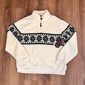 NEW Chaps Men's Fair Isle Quarter Zip Faux Sherpa Pullover Sz 2XL